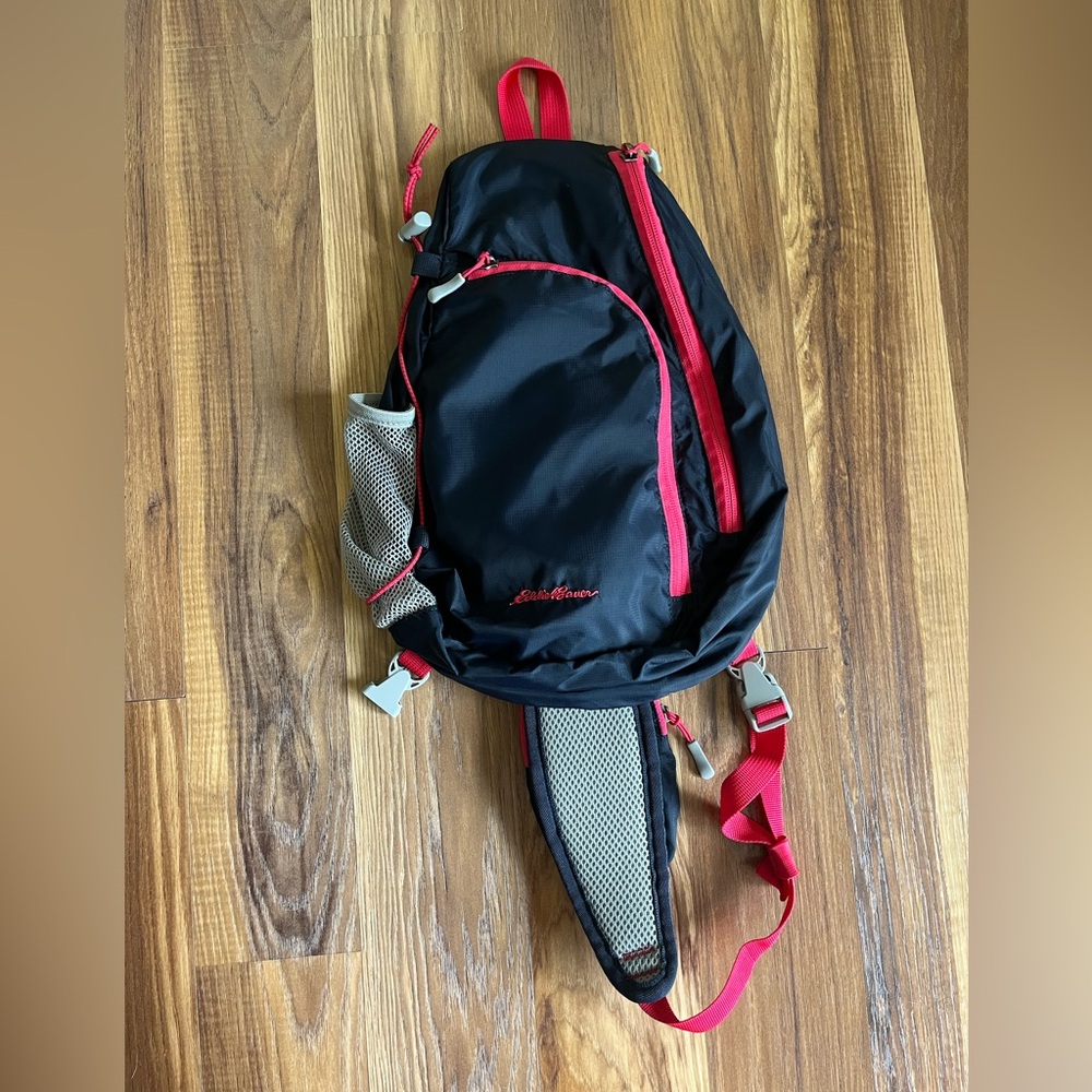 Pink and Navy cross body Backpack